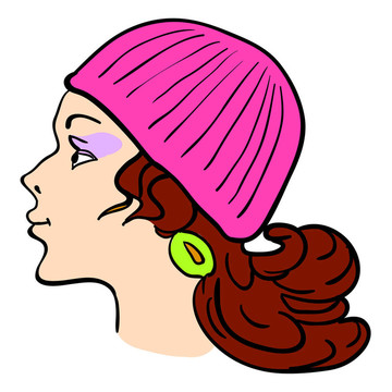 手繪時(shí)裝模特。插畫。女人的臉