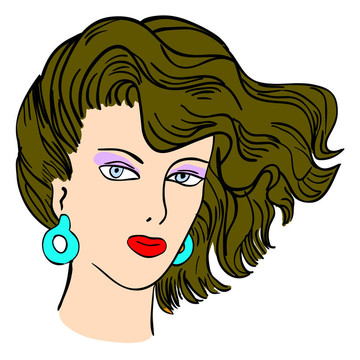 手繪時(shí)裝模特。插畫。女人的臉
