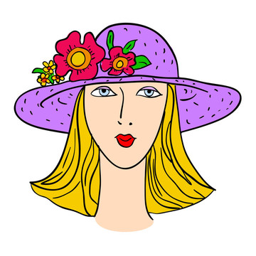 手繪時裝模特。插畫。女人的臉