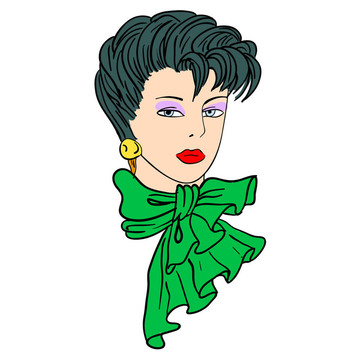 手繪時(shí)裝模特。插畫。女人的臉