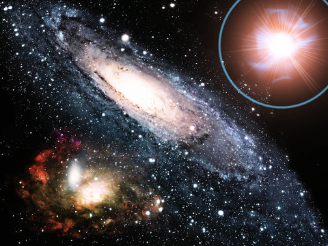 一個(gè)星系和一個(gè)超級(jí)新星