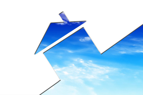 生態(tài)住宅隱喻。天空和云彩的房子