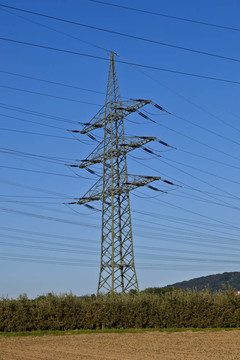 電廠在美麗多彩的草地