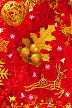 圣誕卡背景金色和紅色