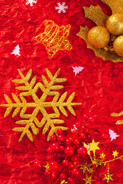 圣誕卡雪花金色和紅色