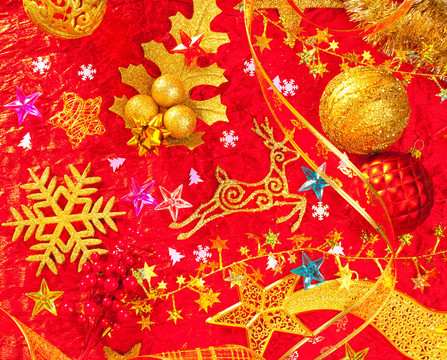 圣誕卡背景金色和紅色