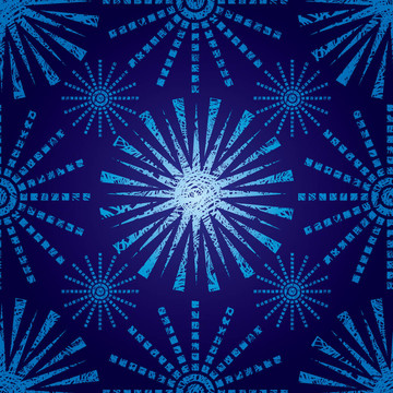 藍(lán)色圣誕節(jié)無(wú)縫模式蹩腳的雪花