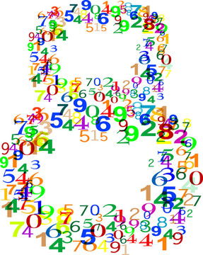 八號(hào)由許多彩色數(shù)字制成的8