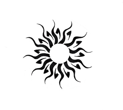 紋身藝術(shù)；黑人部落素描；太陽