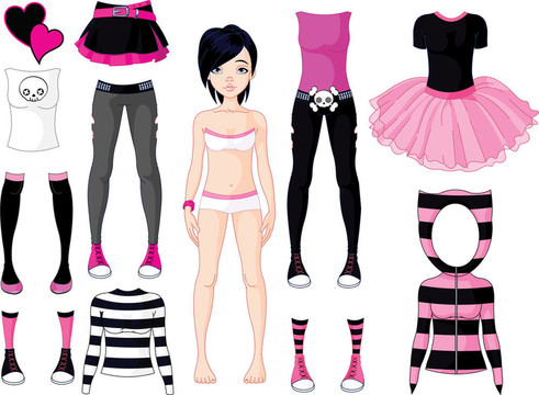 穿衣服的女孩。EMO風(fēng)格