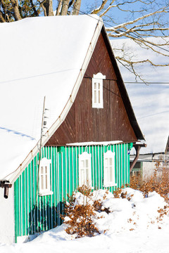 小屋在冬天；kunstat - jadrna orlicke山；捷克共和國(guó)；