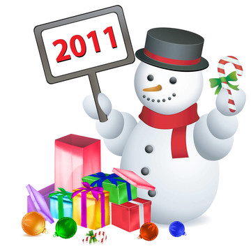 雪人歡迎新的一年