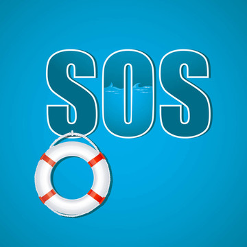 SOS文本與救生圈