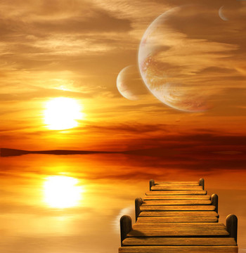 在陌生星球的日落