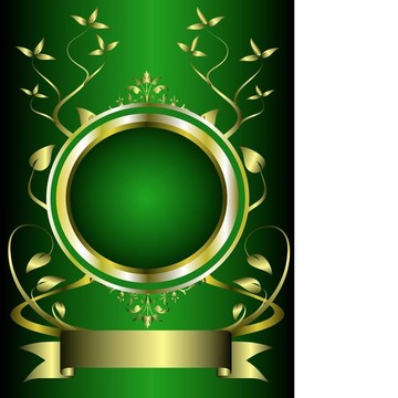 一個(gè)綠色和金色的花設(shè)計(jì)