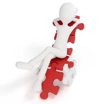 3D男子放松在一個(gè)謎椅