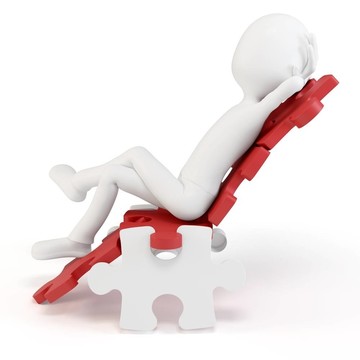 3D男子放松在一個(gè)謎椅