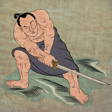 用刀戰(zhàn)斗姿態(tài)Samurai warrior