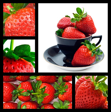 Strawberry拼貼-成熟的新鮮草莓