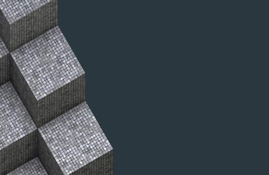 3D渲染立體馬賽克立方體表面