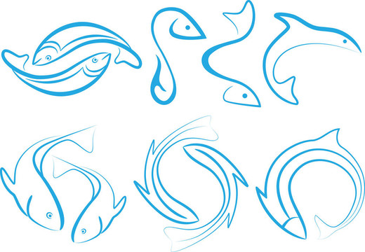 抽象魚類；向量集
