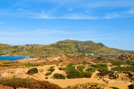 Es Pla Vermell在梅諾卡島和Binimela海岸；巴利阿里群島；西班牙