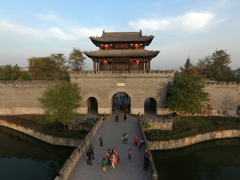 航拍臺兒莊古城