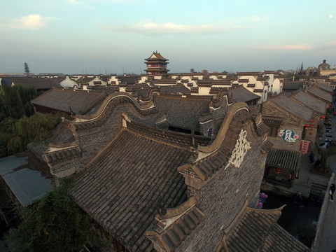航拍臺兒莊古城