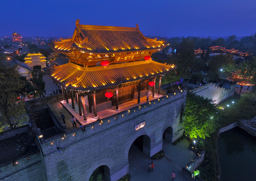 航拍臺(tái)兒莊古城之秋