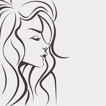 素描-美麗的女人臉