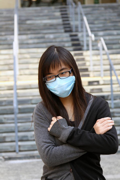 亞洲有面具的女人