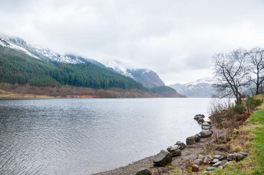 蘇格蘭高地風(fēng)光湖景雪山