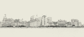 上海外灘老建筑線描 未分層