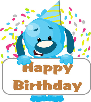 帶有生日標(biāo)志的隔離狗