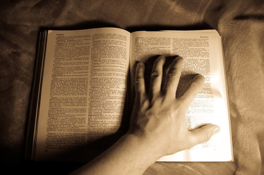 人手書。