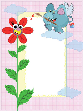 大象畫花；框架