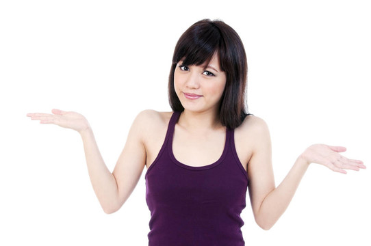 可愛的女性與伸出手