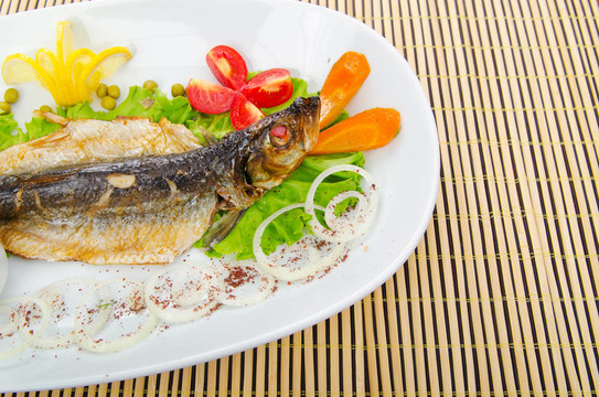 盤子里的油炸魚