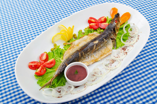 盤子里的油炸魚