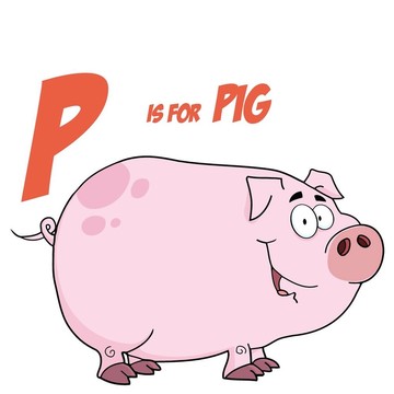 字母P的豬卡通