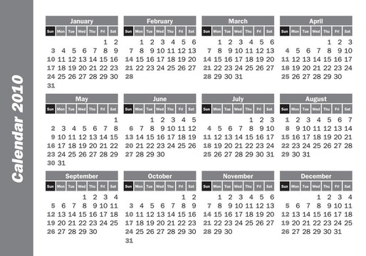 袖珍日歷2010