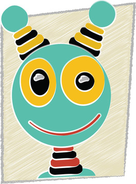 涂鴉Cartoon Robot Head