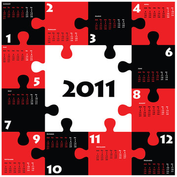 拼圖日歷為2011