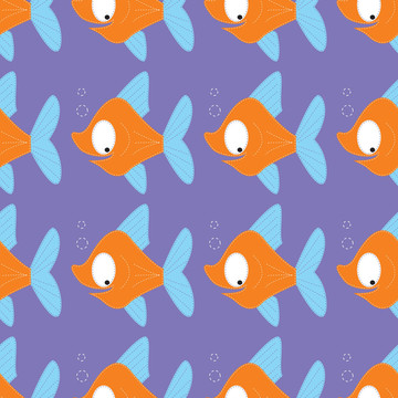 無(wú)縫魚花紋背景。