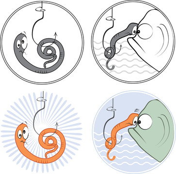釣魚(yú)圖標(biāo)魚(yú)和蠕蟲(chóng)