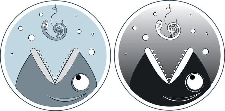釣魚(yú)圖標(biāo)魚(yú)和蠕蟲(chóng)