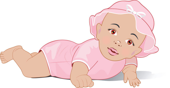 一個躺在她的肚子上的小女孩
