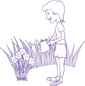 給花澆水