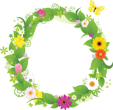 Flowers和樹葉的花環(huán)