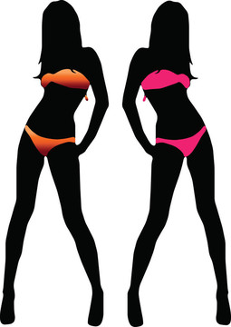 Bikini的女人剪影